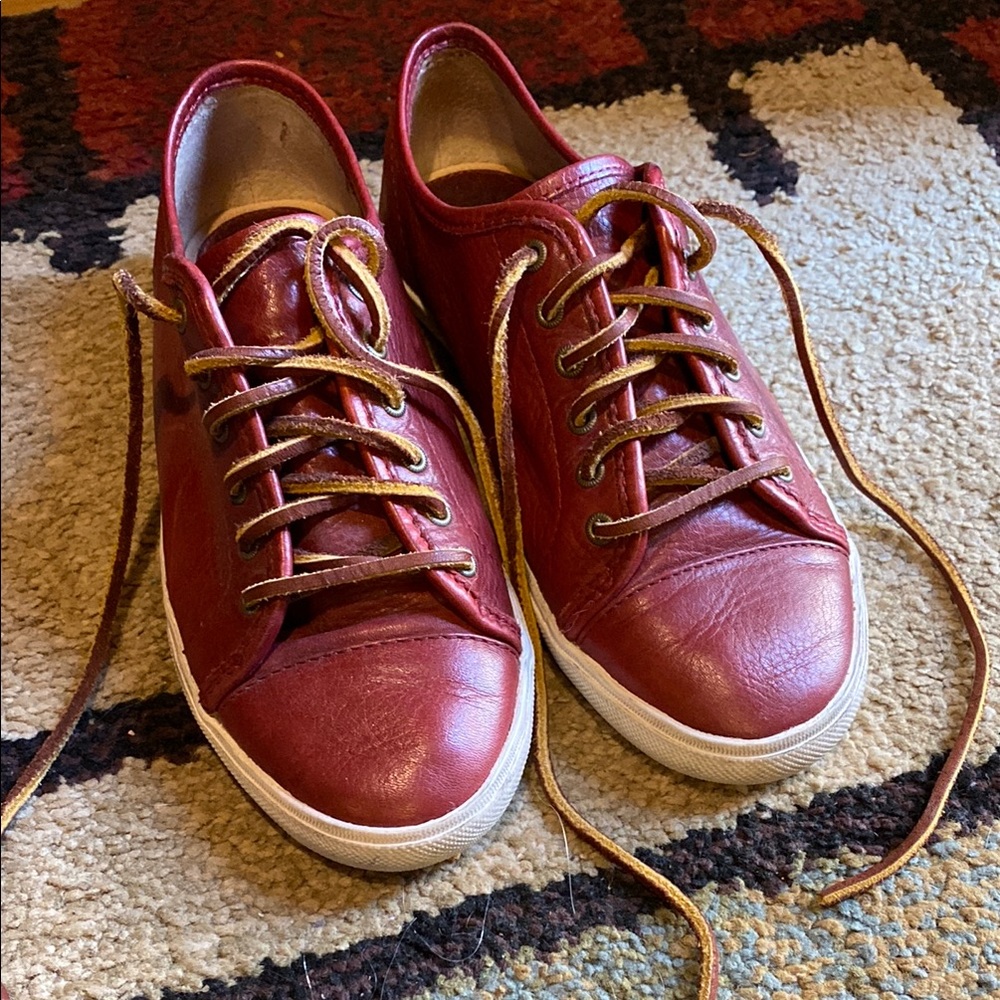 ❤️FRYE Women’s Red Leather Sneakers 6